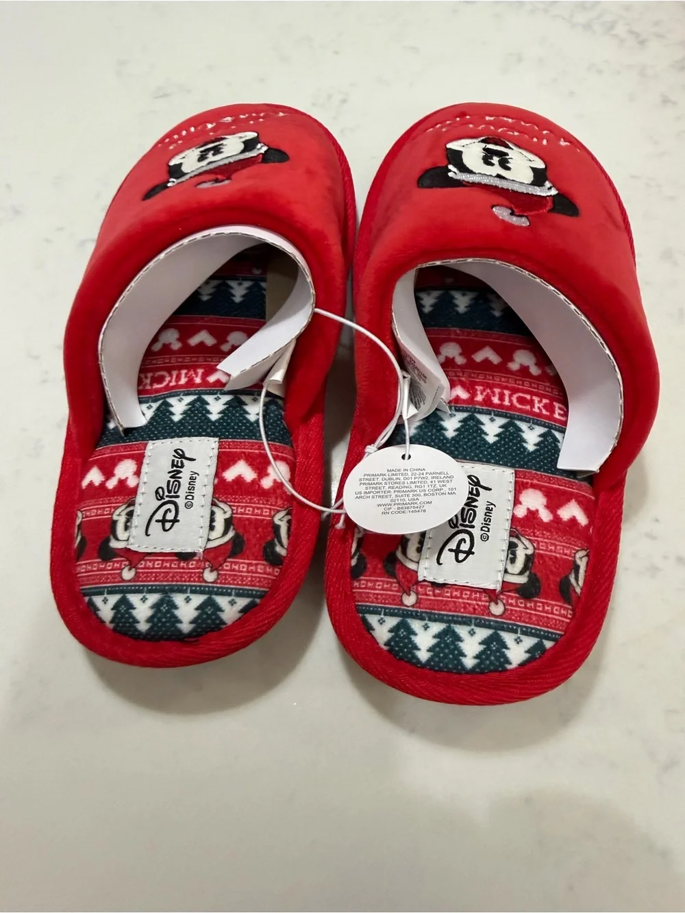 Disney Red Mickey Mouse Merry Christmas Holiday Slippers